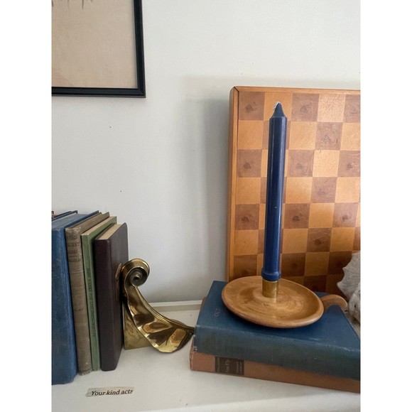 Vintage Handmade in Maine Pine Wooden Candstick Holder - Picture 2 of 7